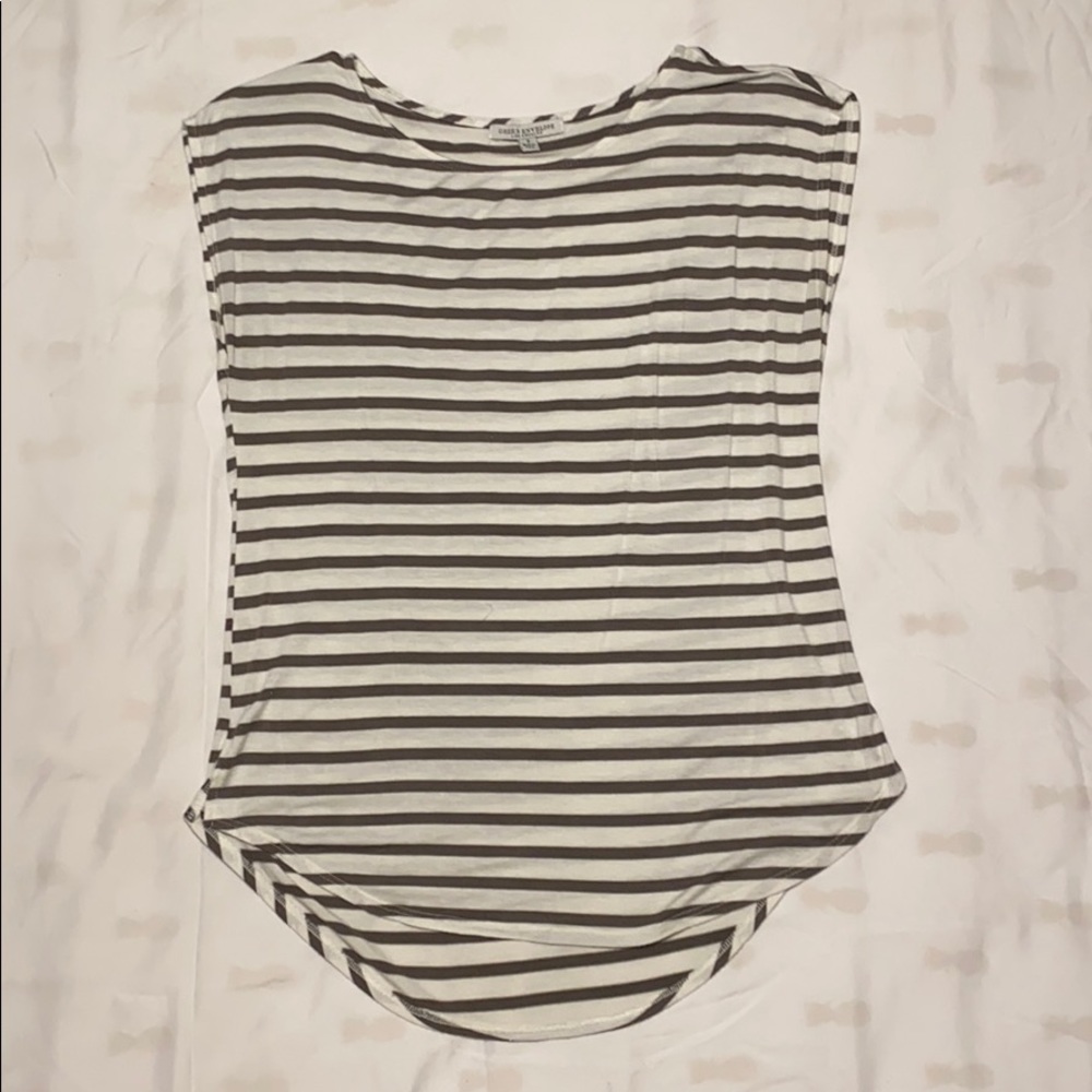 Gray and white stripe top